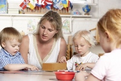 teacher with toddlers preschoolers