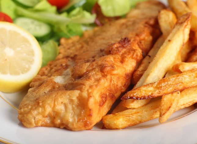 Battered fish and chips