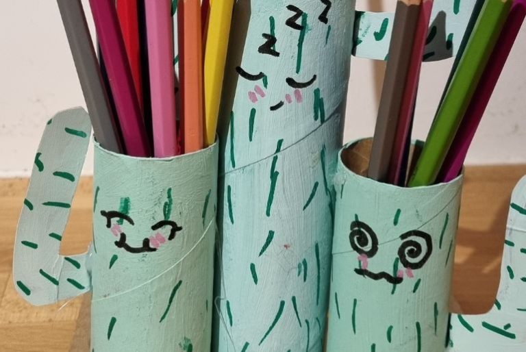 Cardboard Roll Cactus Stationery Organiser